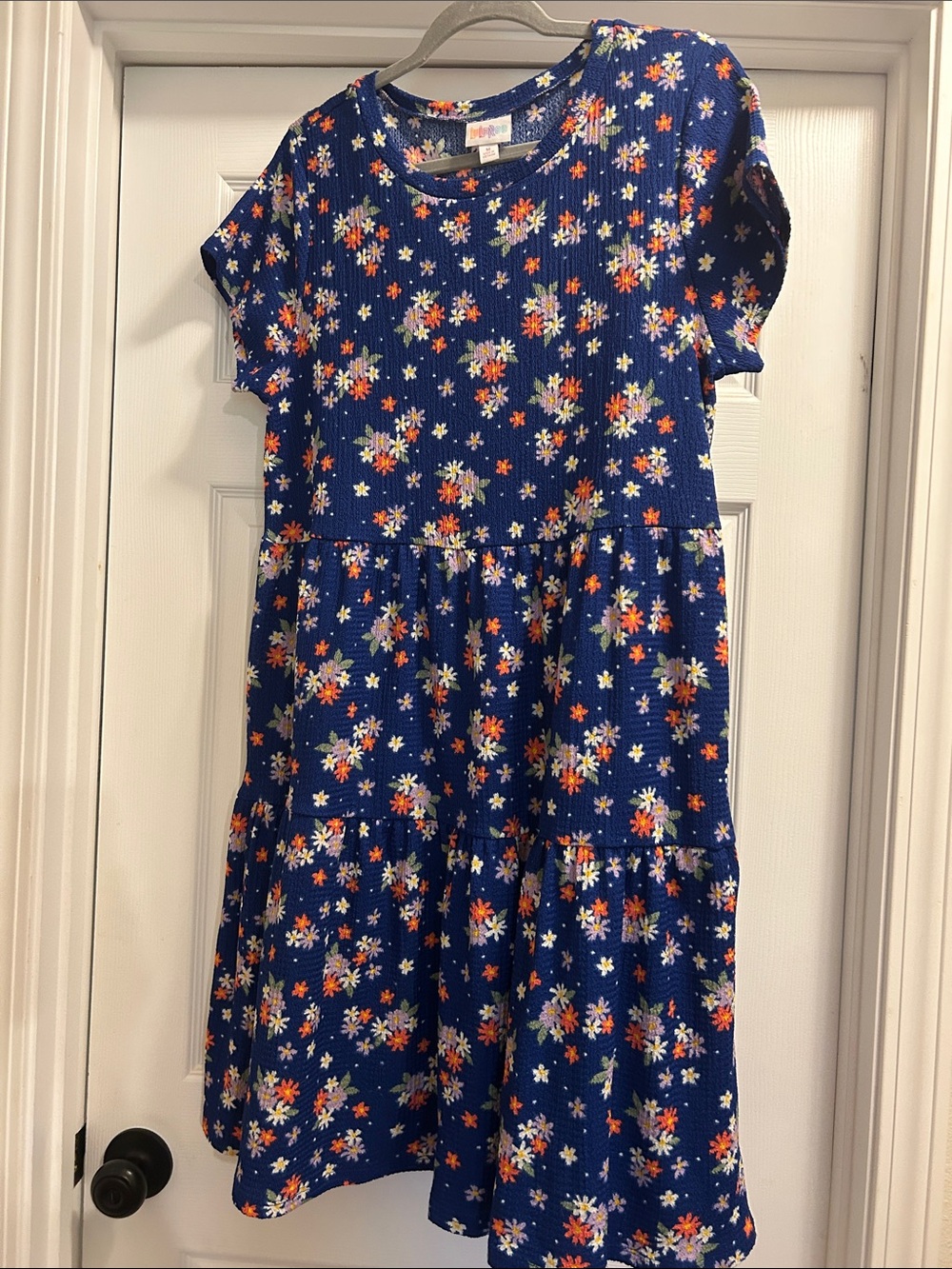 LuLaRoe Royal Blue Floral Tiered Casual Dress